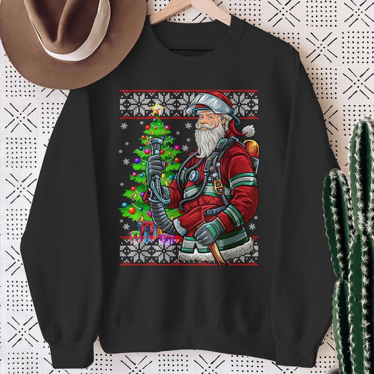 Fireman Santa Claus Fire Brigade Ugly Christmas Sweatshirt Geschenke für alte Frauen