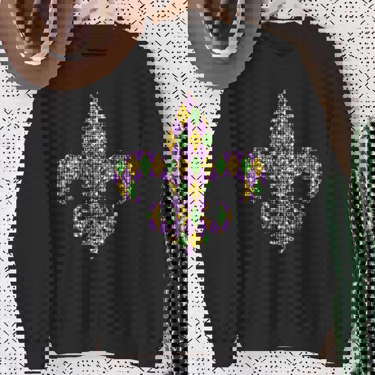 Fleur De Lis Mardi Gras Symbol Louisiana Carnival New Orlean Sweatshirt Gifts for Old Women