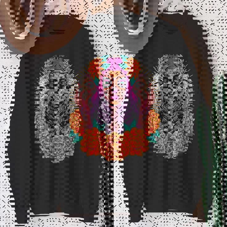 Fleurs De Crâne De La Catrina Dia De Los Muertos Sweater e Cadeaux pour les femmes âgées