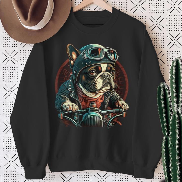 French Bulldog Cool Biker Motorcycle Riding Frenchie Sweatshirt Geschenke für alte Frauen