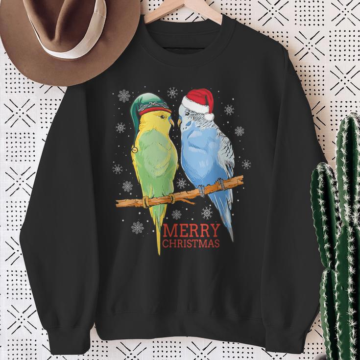 Frohe Weihnachten Budgies Birds Sweatshirt Geschenke für alte Frauen