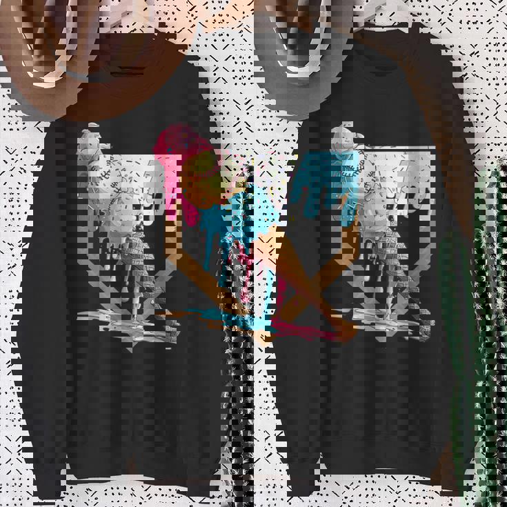 Baseball Ice Cream Dripping Baseball Home Plate Drip Sweatshirt Gifts for Old Women Baseball Ice Cream Dripping Baseball Home Plate Drip Sweatshirt Gifts for Old Women