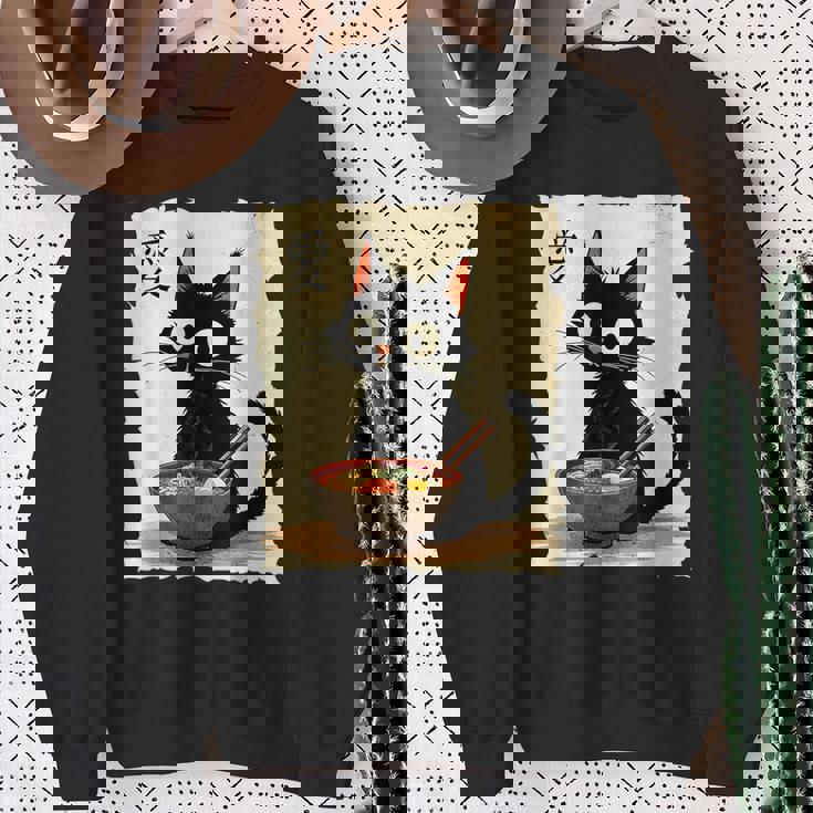 Cat Ramen Graphic Japanese Kawaii Anime Cat Sweatshirt Gifts for Old Women