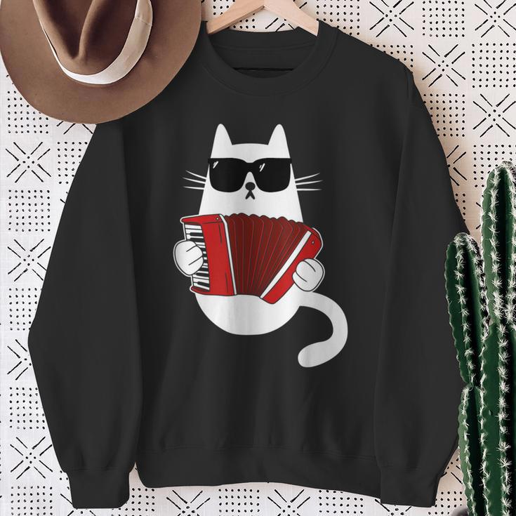 Cat Sunglasses Accordionist Accordion Musician Sweatshirt Geschenke für alte Frauen