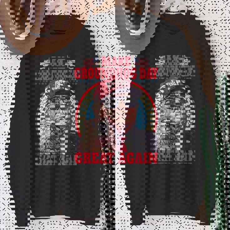 Cool Trump Groundhog Make Groundhog Day Great Again Sweatshirt Gifts for Old Women