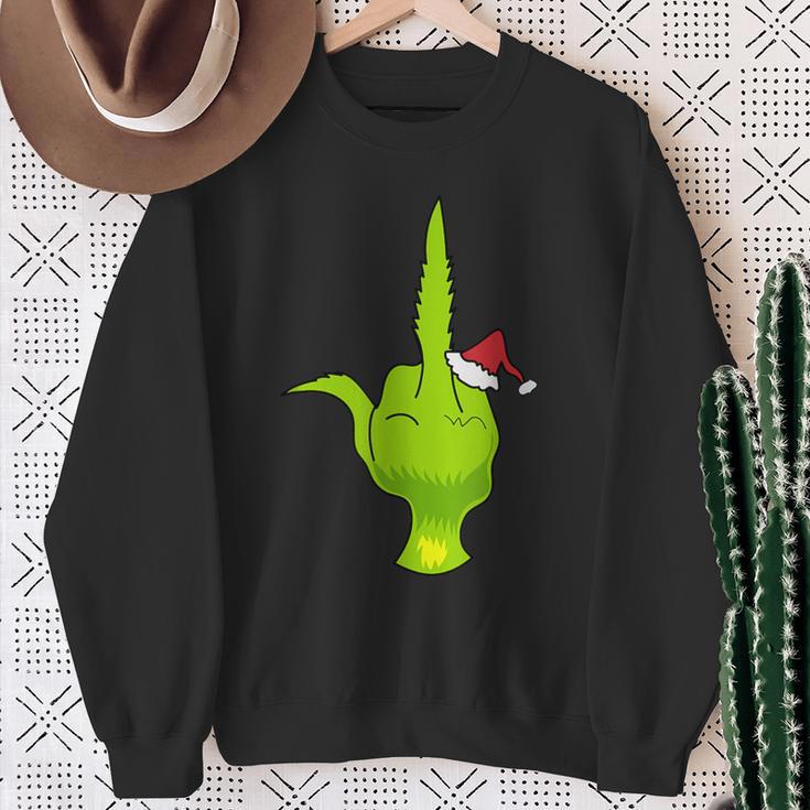 Green Hand Middle Finger Santa Sweatshirt Geschenke für alte Frauen