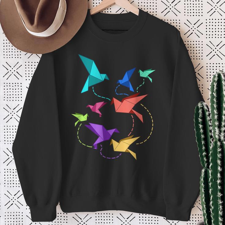 Origami Birds Pleated Kirigami Paper Crane Bird Sweatshirt Geschenke für alte Frauen