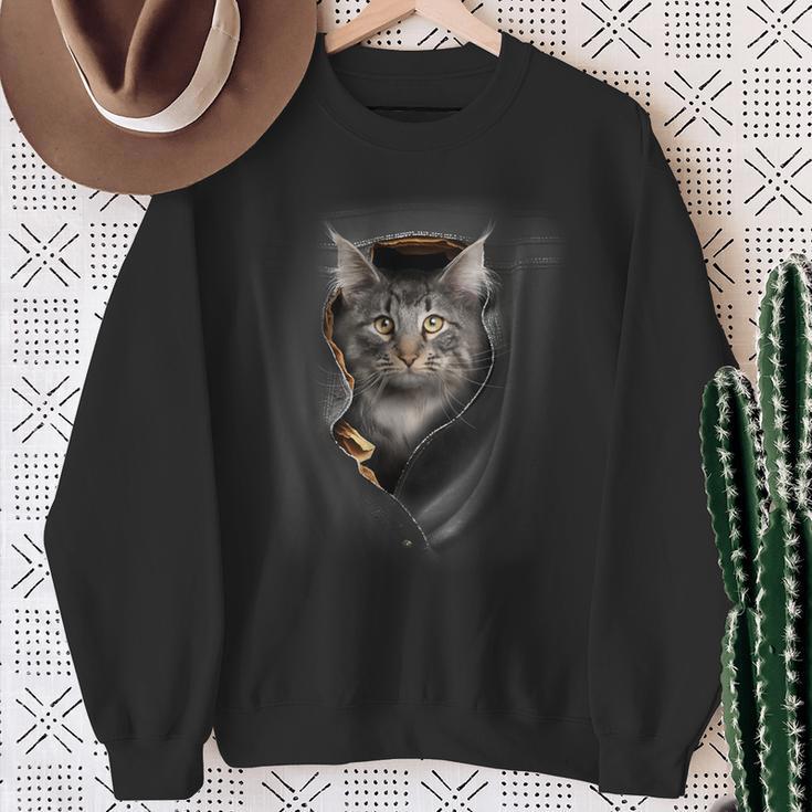 Pocket With Maine Coon Cat Motif Sweatshirt Geschenke für alte Frauen