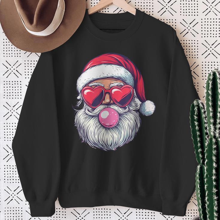 Santa Heart Sunglasses Bubblegum Christmas Santa Sweatshirt Geschenke für alte Frauen