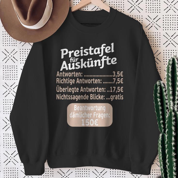 Sayings Cheeky Price Chart For Information Work Sweatshirt Geschenke für alte Frauen