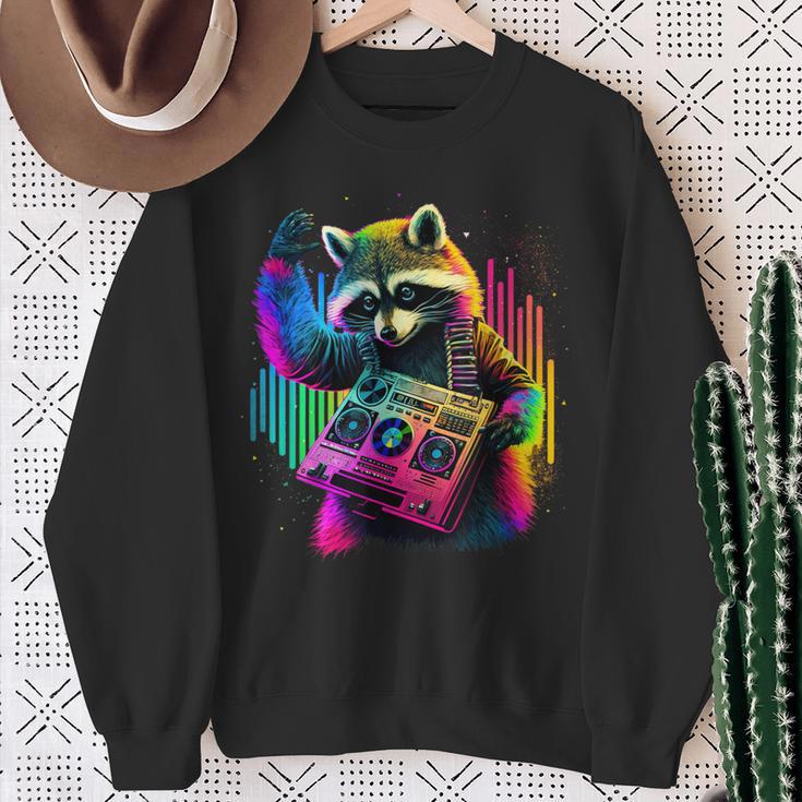 Future Raccoon Dj Retro Party Dj Badger Synthwave Sweatshirt Geschenke für alte Frauen