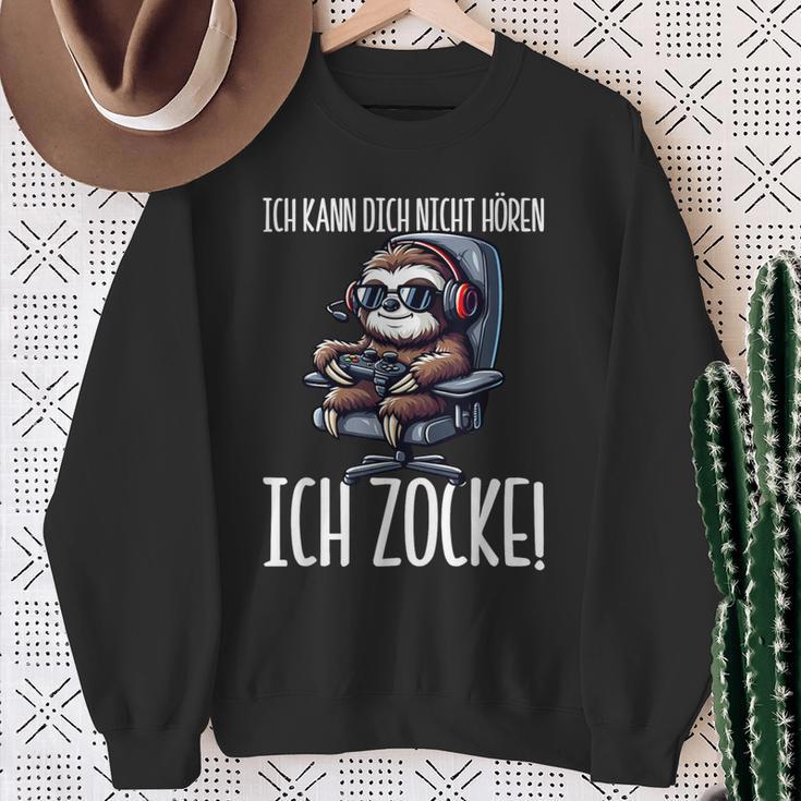 Gaming Ich Kann Dich Nicht Hören Ich Zocke Faultier Sweatshirt Geschenke für alte Frauen