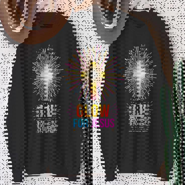 Glow For Jesus Let Your Light Shine Sweatshirt Gifts for Old Women