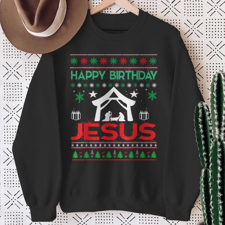 Happy Birthday Jesus Ugly Christmas Jumper Sweatshirt Geschenke für alte Frauen