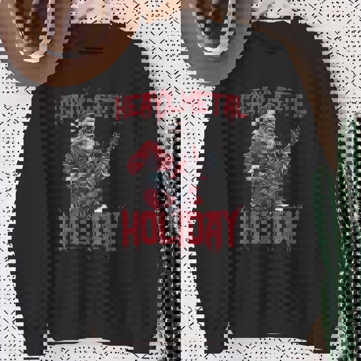 Heavy Metal Santa Claus Rock Holiday Navidad Música Rock Camisa de entrenamiento Regalos para ancianas