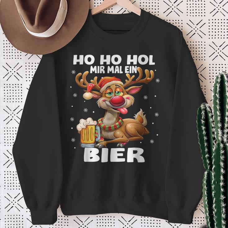 Ho Ho Hol Mir Mal Ein Bier Reindeer Saying Christmas Sweatshirt Geschenke für alte Frauen