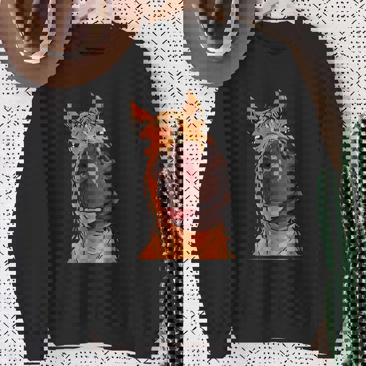 Horse Face Close Up Rider Horse Riding Sweatshirt Gifts for Old Women