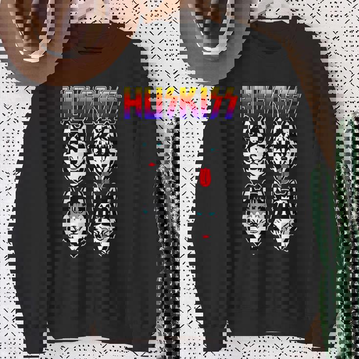 Huskiss Dogs Puppy Rock Rockin For Husky Lover Sweatshirt Gifts for Old Women