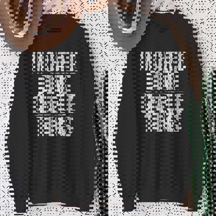 I'm Charlie Doing Charlie Things Saying Christmas Idea Sweatshirt Gifts for Old Women