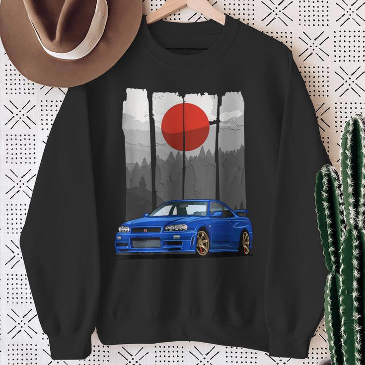 Jdm Skyline 34 Car Tuning Japan Rising Sun Drift Sweatshirt Geschenke für alte Frauen