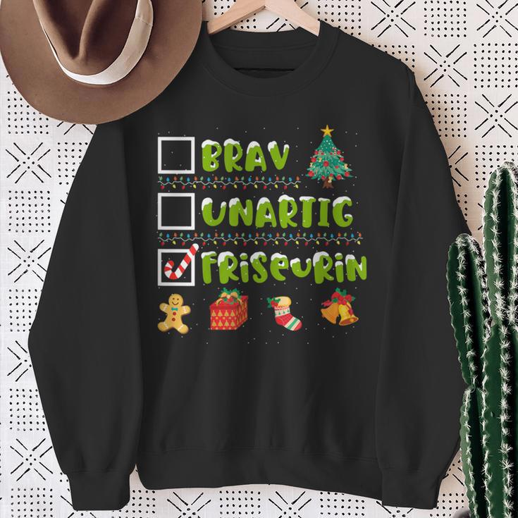 Ladies Brav Naughty Hairdresser Christmas Sweatshirt Geschenke für alte Frauen