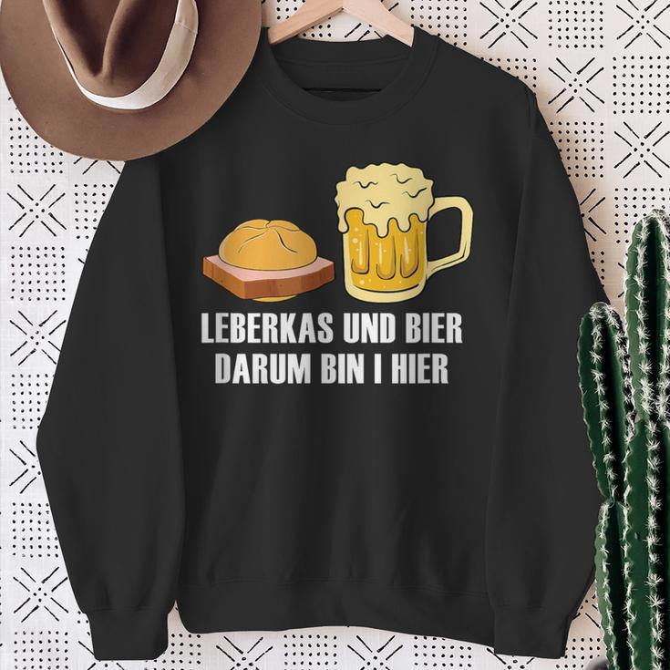 Leberkas Und Bier Darum Bin I Hier Leberkäse Sauf Slogan Sweatshirt Geschenke für alte Frauen