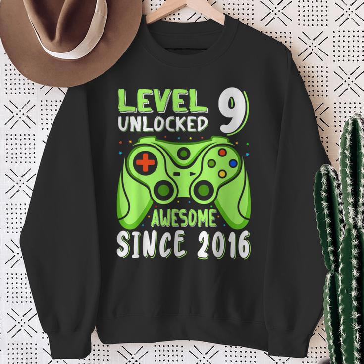 Level 9 Unlocked Awesome 2016Ideospiel 9Th Birthday Boy Sweatshirt Geschenke für alte Frauen