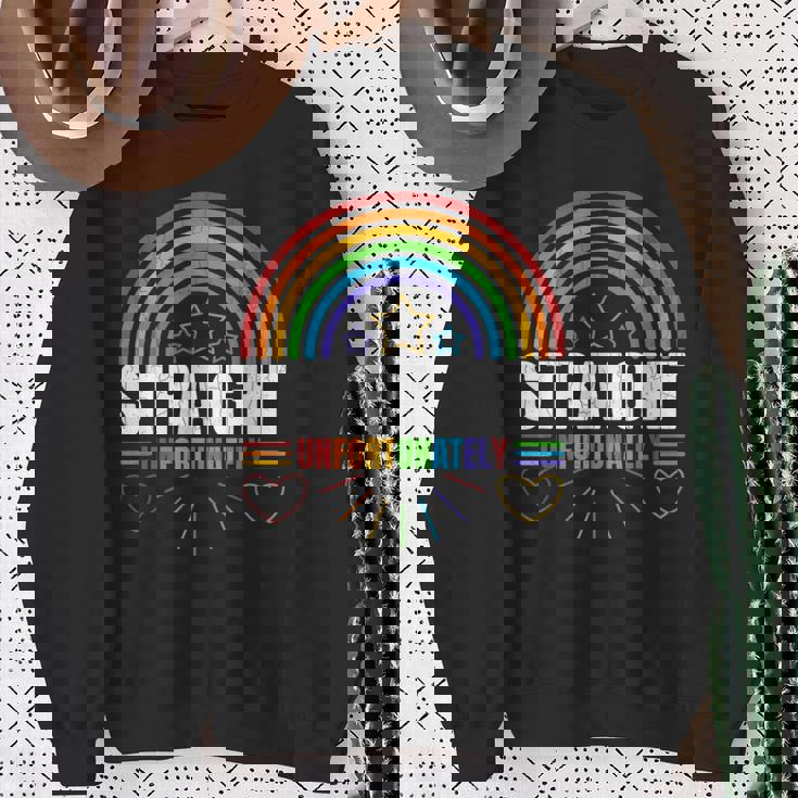 LGBTQ Gay Lesbian Straight Unfortunately Pride Graphic Sweatshirt Gifts for Old Women