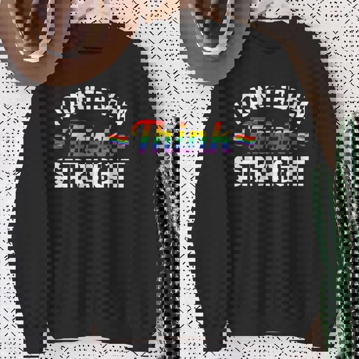 LGBTQ Queer Lesbian Gay Pride I Can't Even Think Straight Sweatshirt Gifts for Old Women