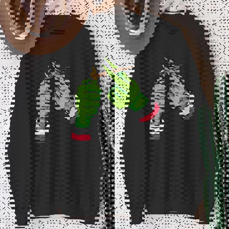 Light Up Some Christmas Spirit Christmas Green Hand Party Sweatshirt Gifts for Old Women