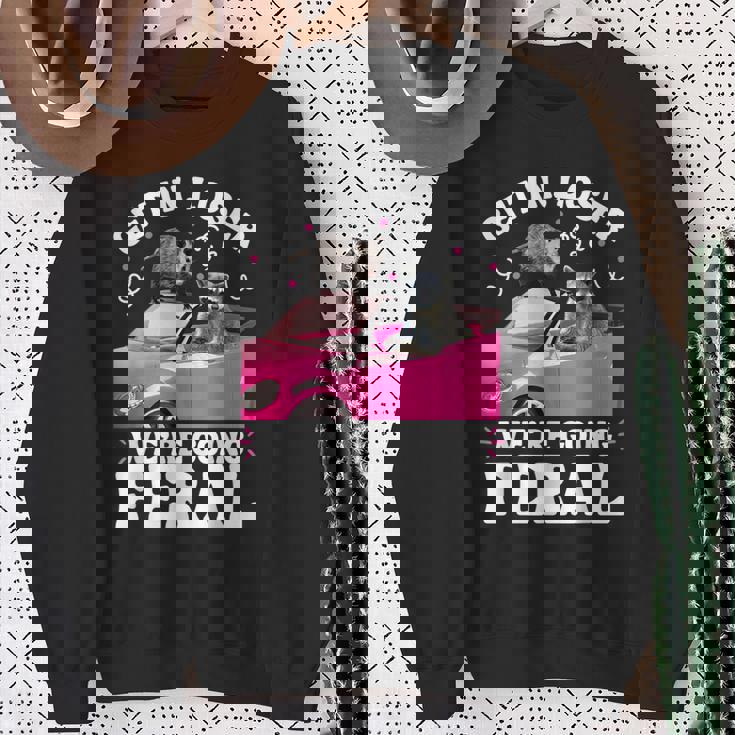 Get In Loser We’Re Going Feral Raccoon Opossum Meme Sweatshirt Gifts for Old Women