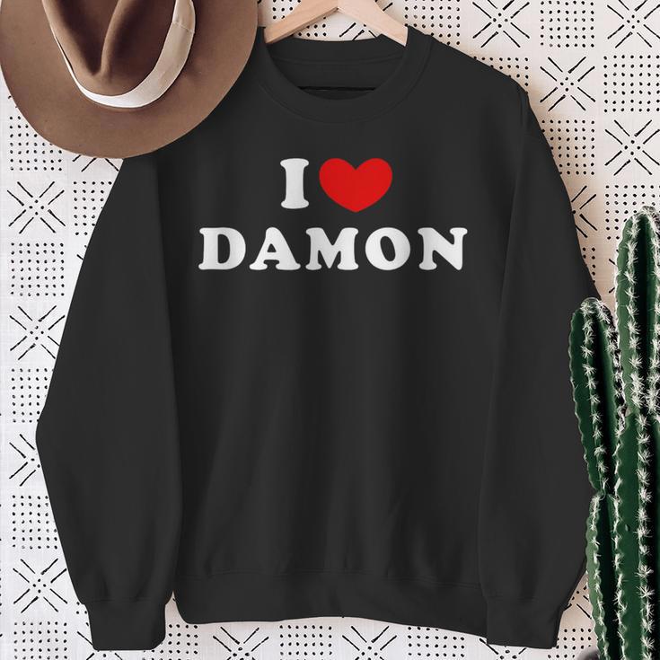 I Love Damon Sweatshirt Geschenke für alte Frauen