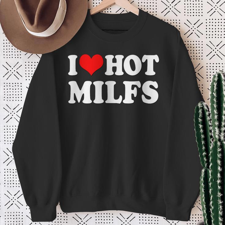 I Love Hot Milfs I Heart Hot Milfs Couple Set Sweatshirt Geschenke für alte Frauen