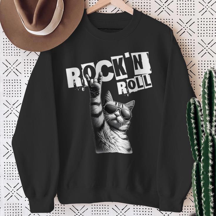 Lustiges Musik Festival Rock Katze Rock N Roll Sweatshirt Geschenke für alte Frauen