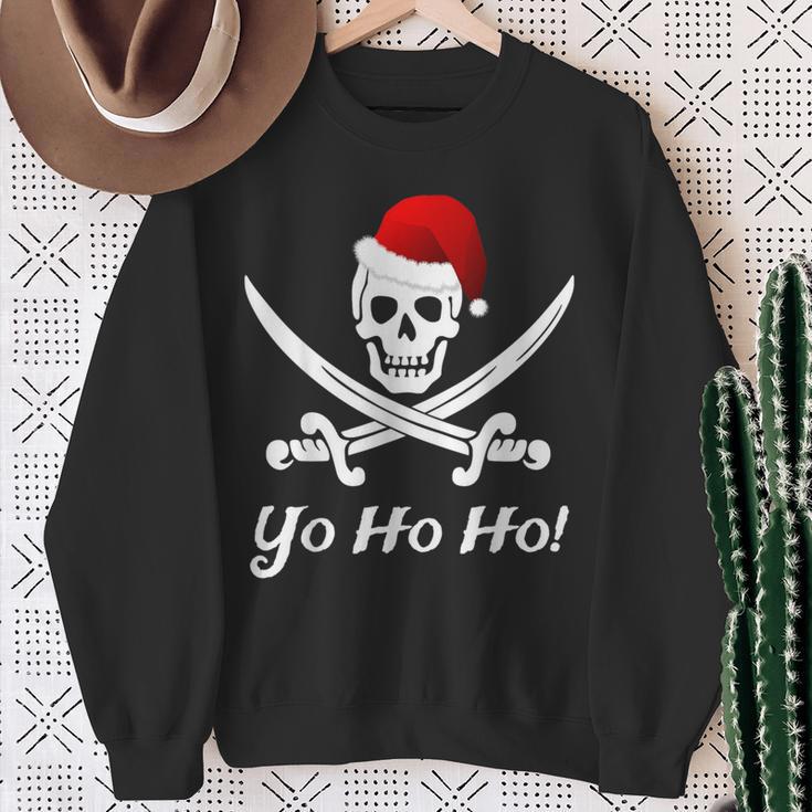 Lustiges Weihnachten Piraten Pirat Weihnachtsmann Hut Yo Ho Sweatshirt Geschenke für alte Frauen