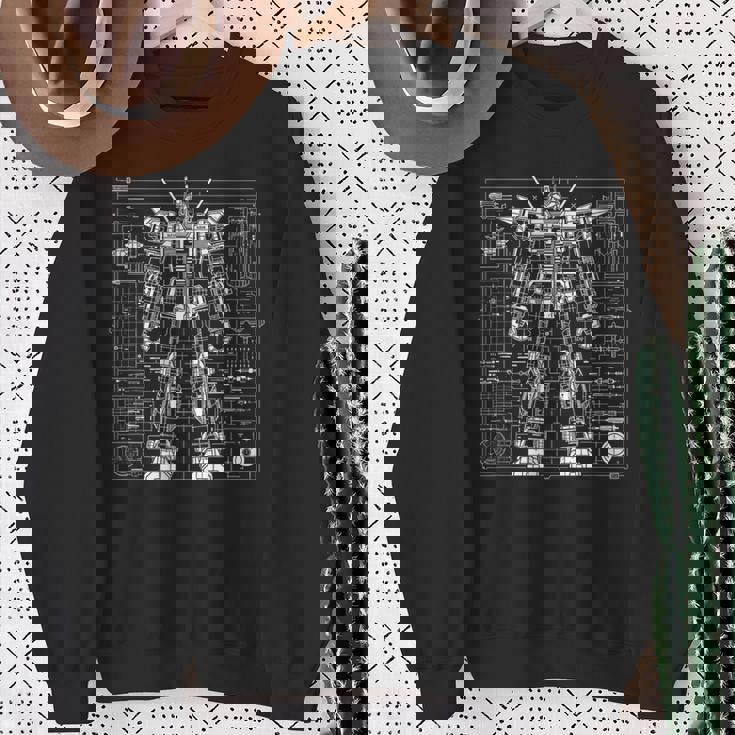 Mech Warrior Blueprint Shirt Mighty Tech Robot Fighter Sweatshirt Gifts for Old Women