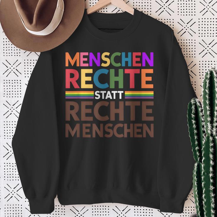 Menschenrechte Statt Rechte Menschen Regenbogen Spruch Sweatshirt Geschenke für alte Frauen