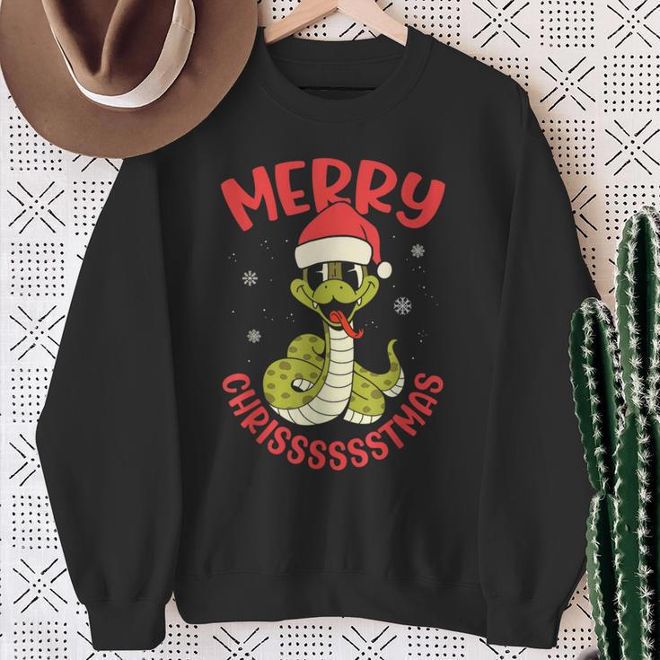 Merry Chrisssstmas Snake Cute Snake Christmas Sweatshirt Geschenke für alte Frauen