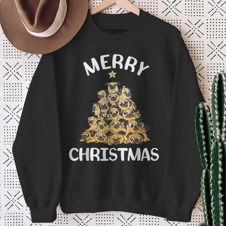 Merry Christmas Pug Dog Star Christmas Tree Sweatshirt Geschenke für alte Frauen