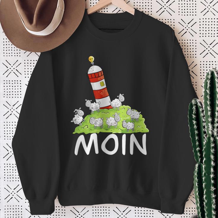 Moin North Sea Lighthouse Motif I North Sea Island Sheep Sweatshirt Geschenke für alte Frauen