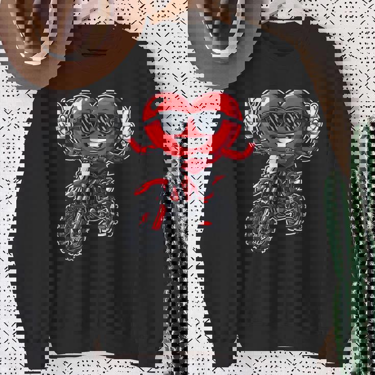 Motocross Heart Dirt Bike Valentines Day Motorcycle Boys Sweatshirt Gifts for Old Women