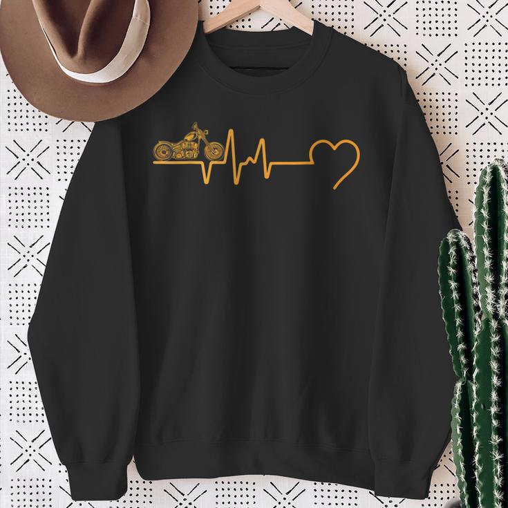 Motorcycle Heartbeat Biker Ecg Line Frequency Motorcyclist Sweatshirt Geschenke für alte Frauen