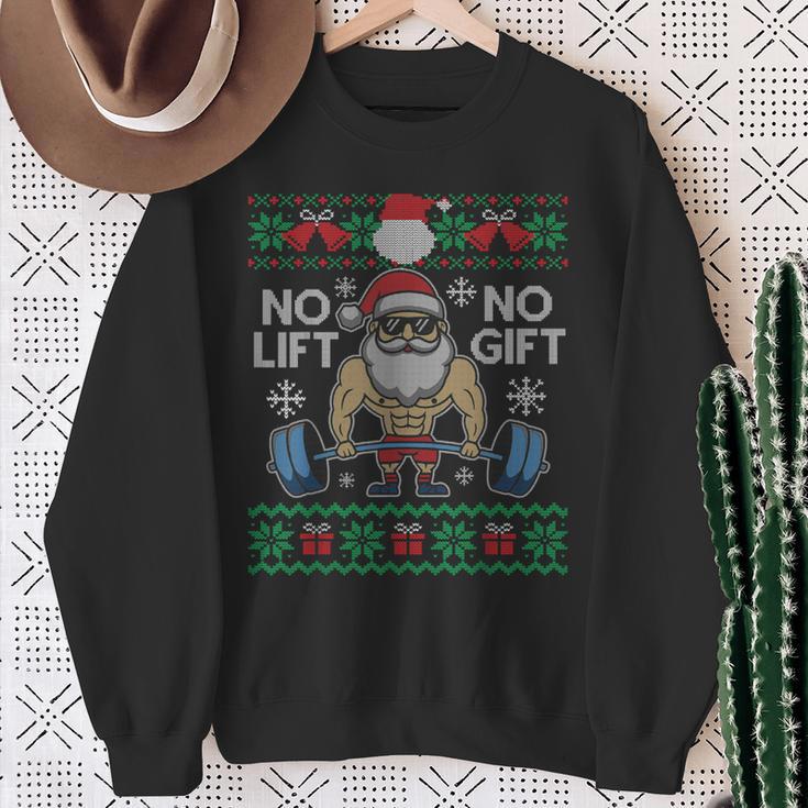 No Lift No Ugly Christmas Santa Gym Sweatshirt Geschenke für alte Frauen