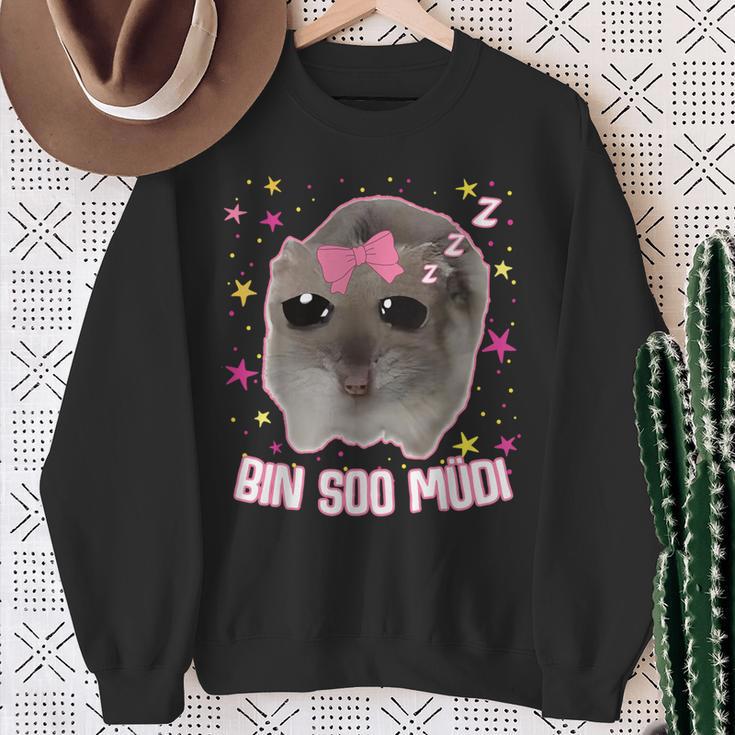 Offizielles Schlaf Sad Hamster Meme Bin So Müdi Schlaf Sweatshirt Geschenke für alte Frauen