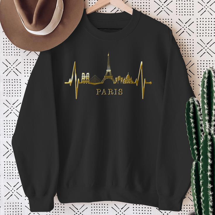 Paris Skyline Heartbeat I Love Eiffel Tower Love France Sweatshirt Geschenke für alte Frauen