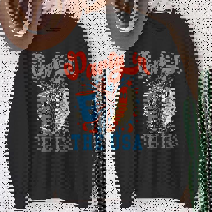 Party In The USA Hot Dog Fireworks American Flag 4th Of July Sweatshirt Gifts for Old Women