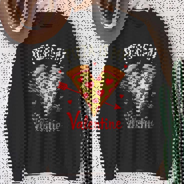 Pizza Is My Valentine Valentines Day Heart Pepperoni Lover Sweatshirt Gifts for Old Women