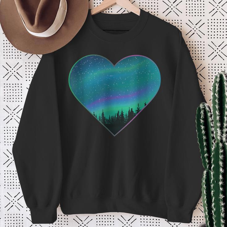 Polar Lights Heart Northern Lights Aurora Borealis Sweatshirt Geschenke für alte Frauen