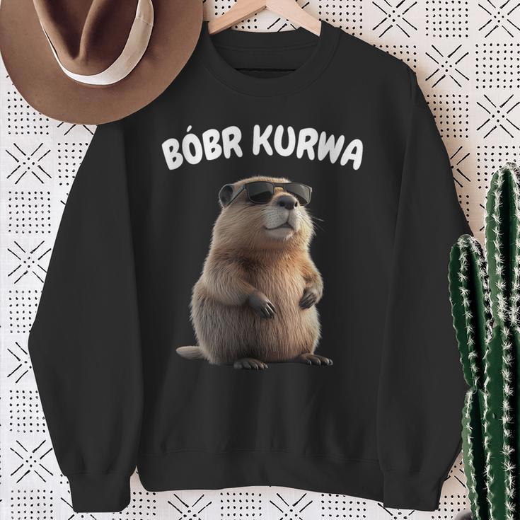 Polish Beaver Saying Bober Kurwa Yes Pierdole Bobr Sweatshirt Geschenke für alte Frauen