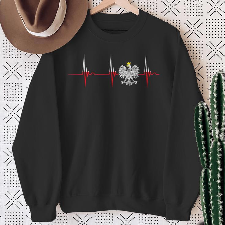 Polska Eagle Pole Heartbeat Ecg Pulse Polish Pride Sweatshirt Geschenke für alte Frauen